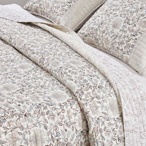Great Bay Home Floral Quilt Set - 3-Piece Full/Queen Size Neutral