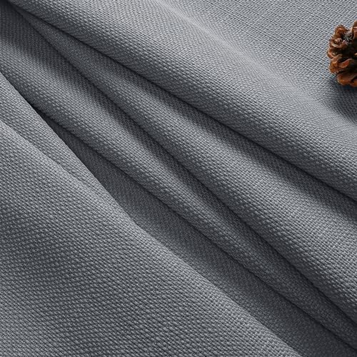 Chyhomenyc Dark Grey Curtains 63 Inch Length 2 Panels, Faux Linen