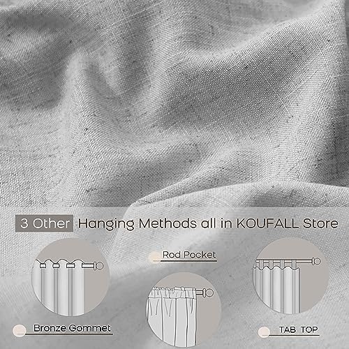 KOUFALL Gray Curtains 63 Inch Length,Sheer Linen Cute Curtains for