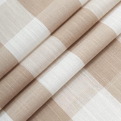 Jubilantex Buffalo Check Semi Sheer Curtain Panels Tan White Gingham