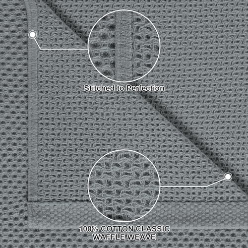 Homaxy 8 Pack 100% Cotton Kitchen Towels and Dishcloths Set, Grey
