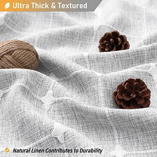 BTTN 60x72 Boho Farmhouse Linen Heavy Duty Shower Curtain Set