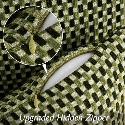 Plaid Decorative Throw Pillow Covers 22x22 inch Set of 2 Olive Green