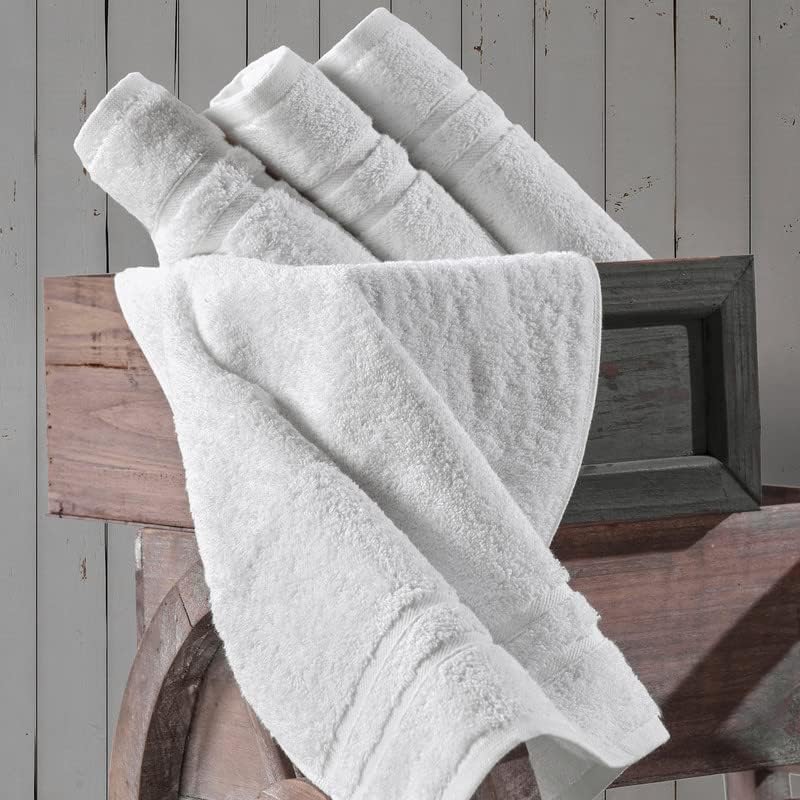Hawmam Linen Hand Towels for Bathroom, Turkish Cotton, 4 Pack, White