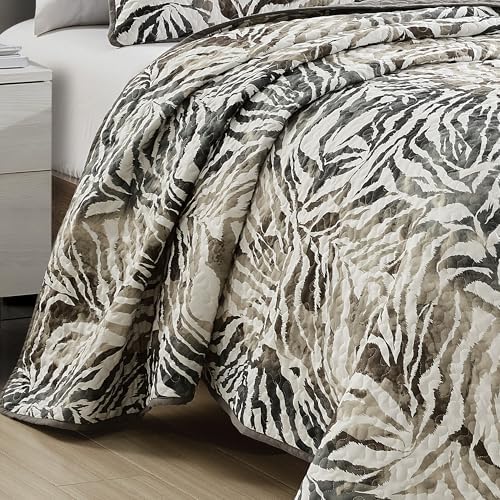 ESCA 3-Piece Alley Animal Print Gray Bedspread Set King Size Tiger