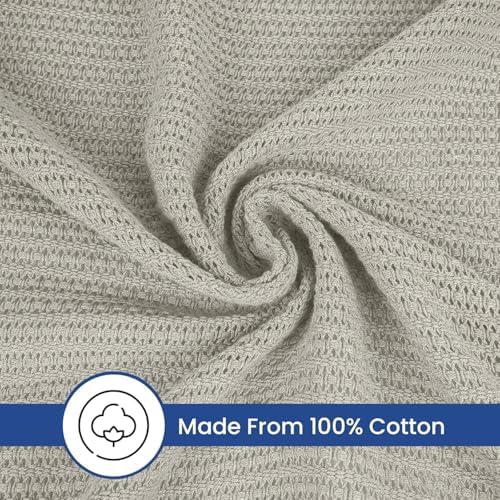 100% Cotton Open Weave Blanket Twin – Breathable All Season – Oatmeal