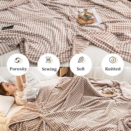 Super Soft Throw Fleece Blanket,Lightweight Flannel Waffle