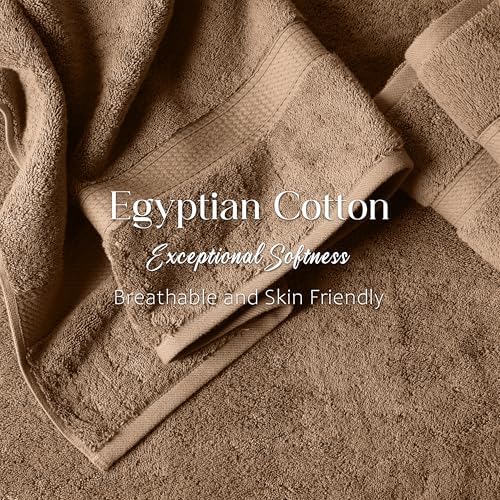 SUPERIOR Egyptian Cotton Ultra Plush & Absorbent, 12 Piece Set, Latte