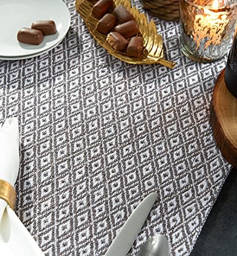 DII Farmhouse Mini Diamond Braided Table Runner, 15x108, Gray