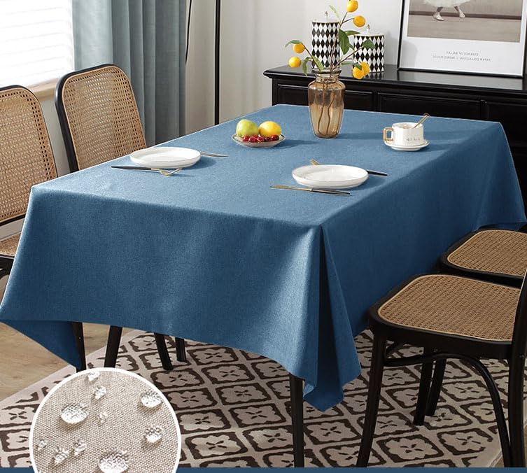 Durable Faux Linen Tablecloth with Eco-Friendly TPU Coating