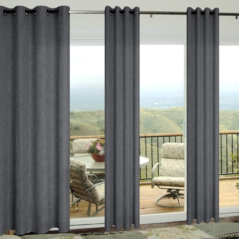 Grey Living Room Curtains 96 Inches Long 2 Panels Grommet Eyelet