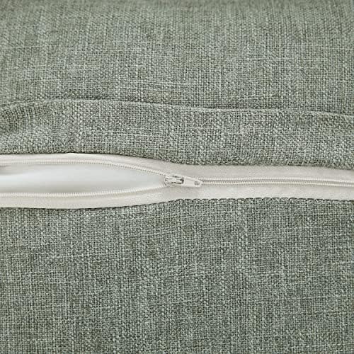 Meekio Set of 2 Dark Sage Square Pillow Covers 18 x 18 Farmhouse