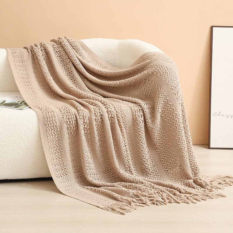 Soft Chenille Throw Blanket Cozy Chunky Knit Blanket for Couch and Bed
