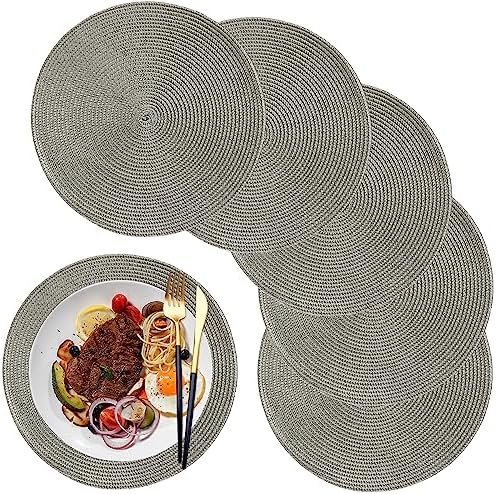 Round Placemats for Dining Table Set of 6,12.6 Inch Small Circle Place