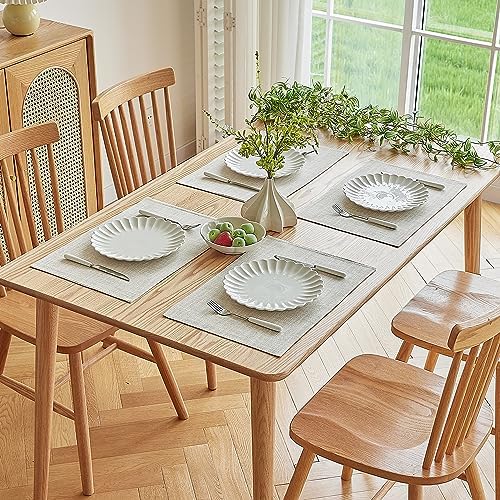Softalker Faux Linen Cloth Placemats Set of 8-12 x 18 Inch, Cream