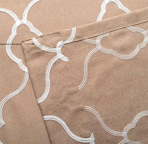 MIUCO Moroccan Embroidered Semi Sheer Curtains Faux Linen Grommet