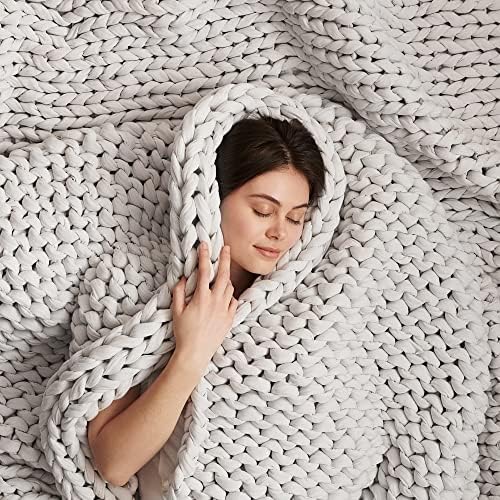 Bearaby Cotton Hand-Knit Weighted Blankets for Adults - Chunky Knit