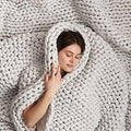 Bearaby Cotton Hand-Knit Weighted Blankets for Adults - Chunky Knit