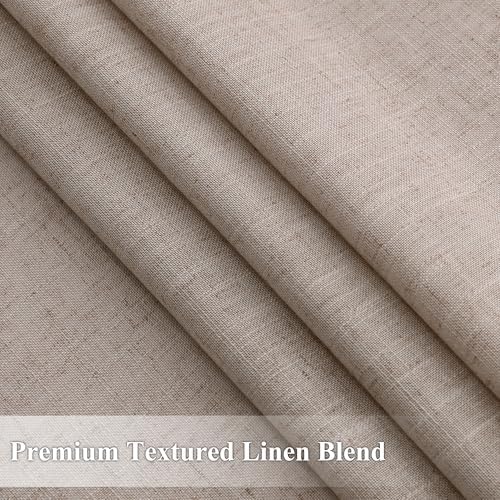 BOODII Linen Curtains 84 Inch Long for Living Room Oatmeal 2 Panels
