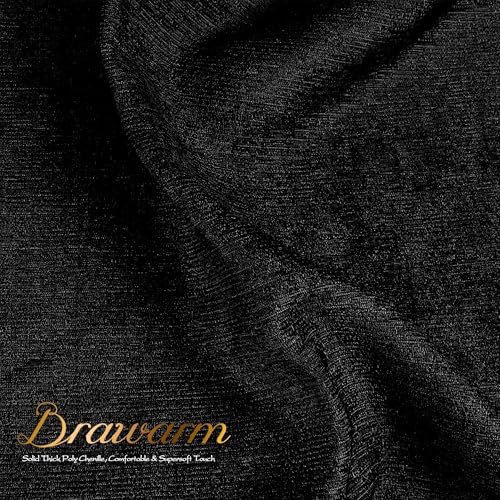 BRAWARM Chenille Throw Pillow Covers 18x18 Inches, Black, Pack of 2