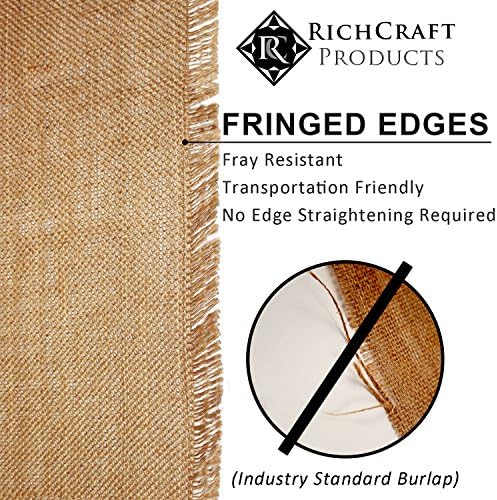 12" x 108" Fringed Edge No-Fray Burlap Runner ~ Table Runner with