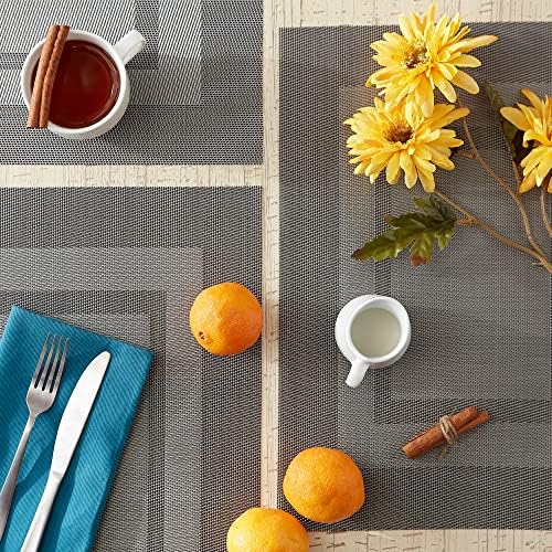 DII Vinyl Tabletop Collection, Placemat Set, 13x17.25, Gray, 6 Piece