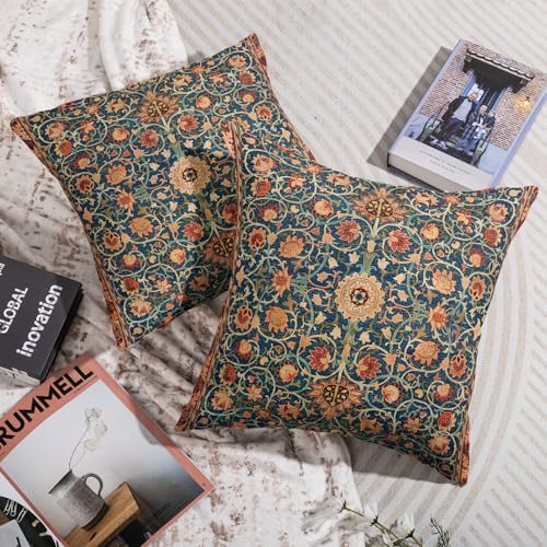 Vintage Floral Pillow Covers 18x18 Set of 2 Modern Botanical Print