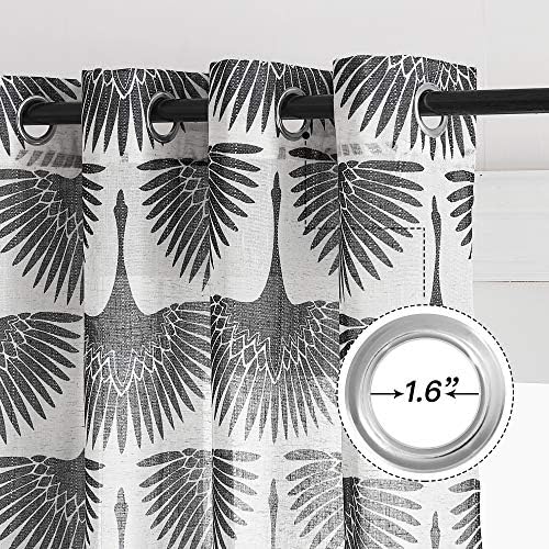KGORGE Sheer Curtains Geometric Pattern - Natural Linen Curtains Soft