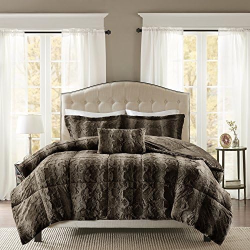Madison Park Zuri Faux Fur Comforter Set All Season, King, 4 Piece