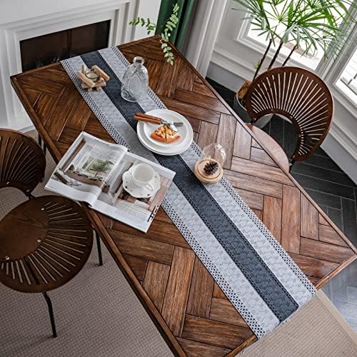 Macrame Table Runner Grey Boho Table Runners with Tassels 12x71in