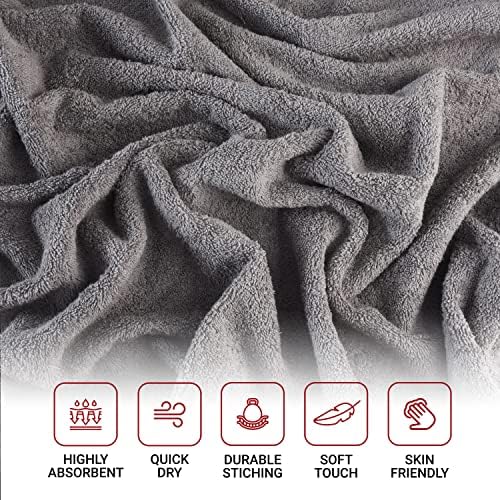 Infinitee Xclusives Pack of 4 Grey Bath Towels + Pack of 6 Kitchen