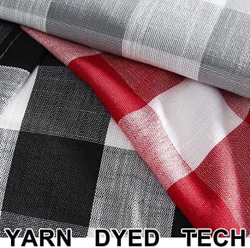 Jubilantex Buffalo Check Semi Sheer Curtain Panels Tan White Gingham