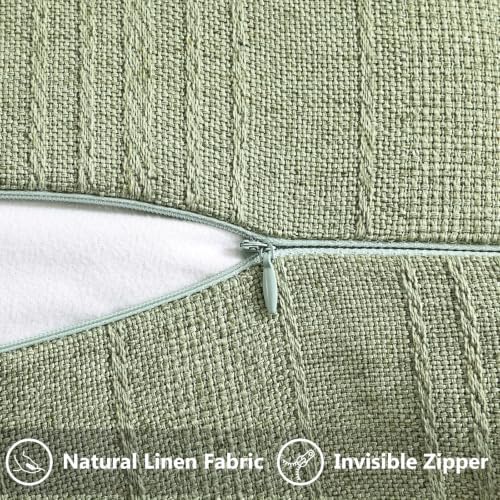 decorUhome Sage Green Textured Linen Throw Pillow Covers 20x20 Set of