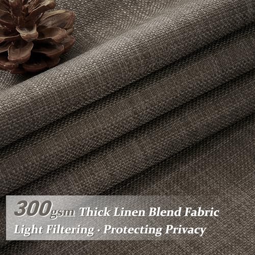 Blackout Dual Layer Linen Bedroom Curtains 84 Inches Long 2 Panels