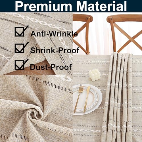 Gernaice Boho Oval Tablecloth Cotton Linen Table Cover 60” x 102”