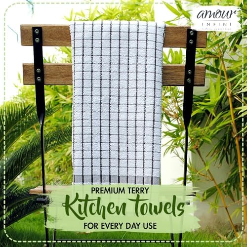 AMOUR INFINI Kitchen Towels Set of 4 - Highly Absorbent, Super Soft