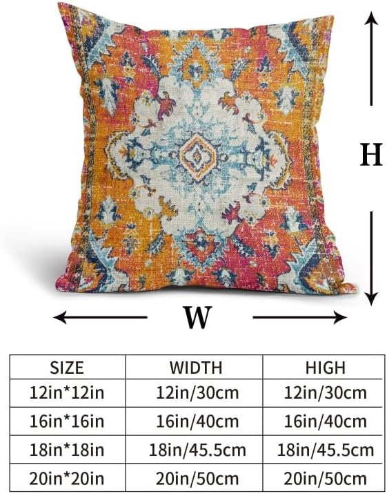 Orange Teal Boho Vintage Pillow Covers 20X20 Inch Bohemian Carpet