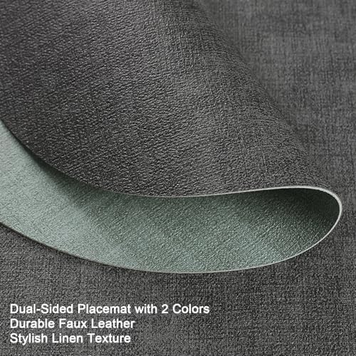 Faux Leather Placemats Set of 6, Dual Sided with Drink Coasters