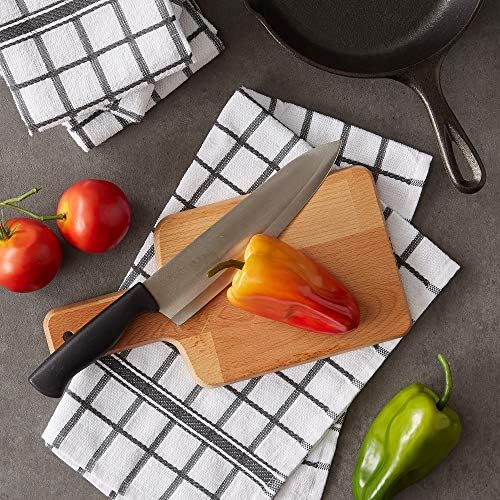 DII Basic Terry Collection Windowpane Dishtowel Set, 16x26, Mineral