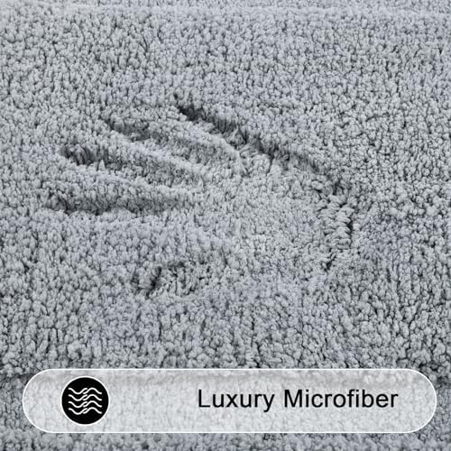 SHACOS Soft Microfiber Light Grey Bathroom Rugs Sets 2 Pieces 32x20