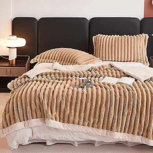 Brown Fleece Throw Blankets, Super Soft Blankets for Women, Cozy