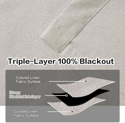 Natural Linen Pinch Pleated Full Blackout Curtains 84 Inches Long 1