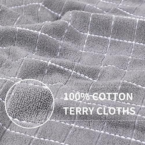 Homaxy Cotton Terry Kitchen Towels and Dishcloths Set of 16, Light