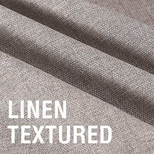 Grommet Curtains Faux Linen for Bedroom 2 Panels, 84 inches Long Room