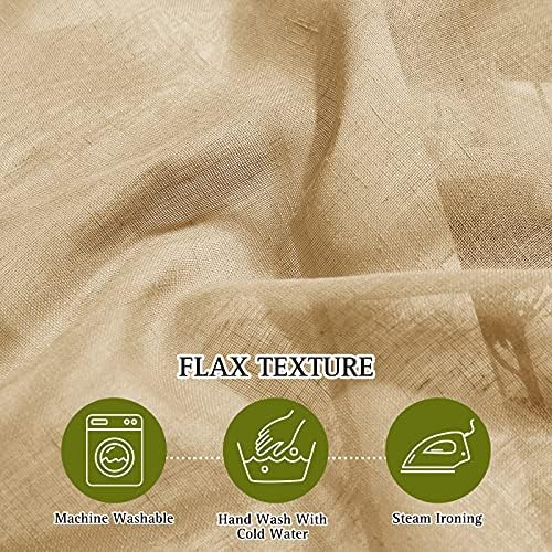 NICETOWN Sheer Linen Curtains Flax Texture 96 inch Long, Grommet Semi