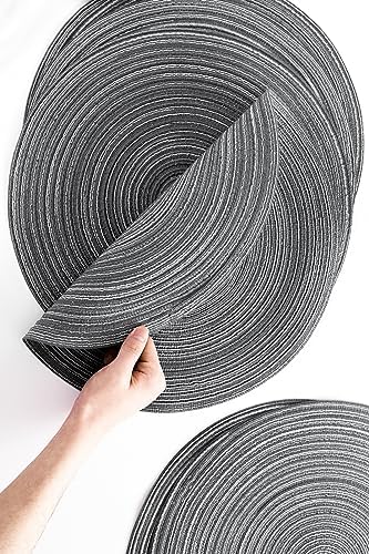 Floroom 15 Inch Round Braided Placemats Set of 4, Washable Heat