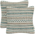 Mika Home Pack of 2 Throw Pillow Cases, Striped,22x22 Inches, Green