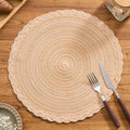 vctops Set of 6 Beige Round Placemats 12 inch Boho Braided Place Mats