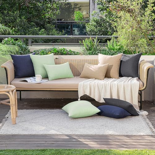 MIULEE Decorative Outdoor Pillow Covers Waterproof 18x18 Light Tan