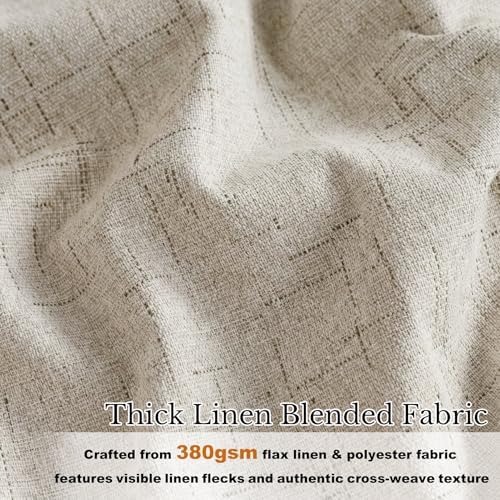 PONY DANCE Cream Linen Blackout Curtains 84 Inch Long for Bedroom